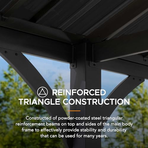 Sunjoy Carport 14ft x 20ft Outdoor Gazebo Heavy Duty Garage Car Shelter Brown/Black