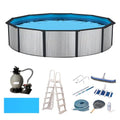 Blue Wave Savannah 30-ft Round 52-in Deep Hybrid Above Ground Pool Package White