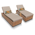 Pemberly Row Modern 3-Piece Wicker Patio Chaise Lounge Set Brown