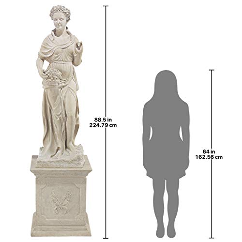 Design Toscano Spring Woman of the Four Seasons Garden Statue & Plinth 89 inch Faux Limestone