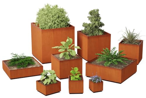 Plantercraft Corten Steel Square Cube Planter Natural