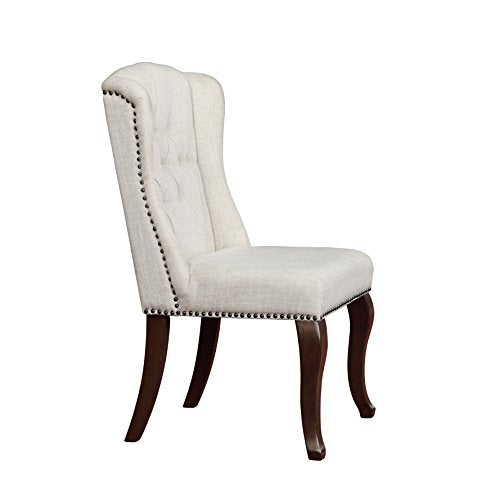 Best Quality Furniture Beige Linen Look Upholstered Dining Set Cappuccino