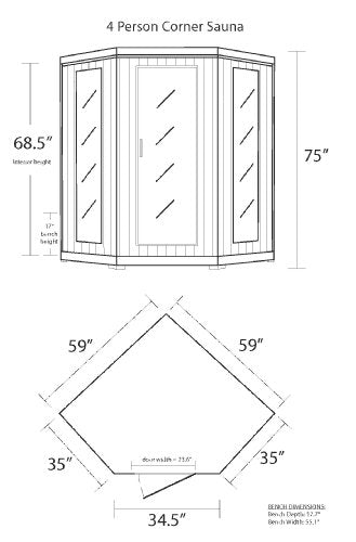 Blue Wave Radiant Saunas BSA1320 Whistler Cedar Infrared Sauna 3-4 Person