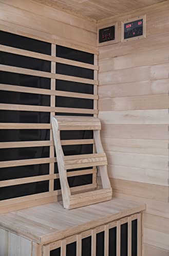 Heat Wave 4 Person Sauna Hemlock Wood Sonoma 9 Carbon Infrared Heaters MP3 Player Chromo Therapy Lighting 120V 2100W Wood