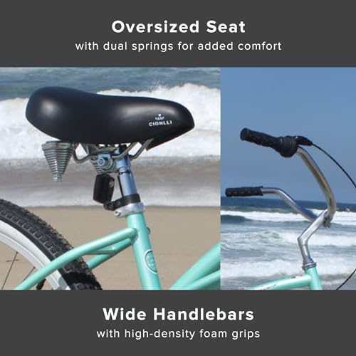 Firmstrong Urban Women's Beach Cruiser Bike Mint Green w/ Black Seat/Grips