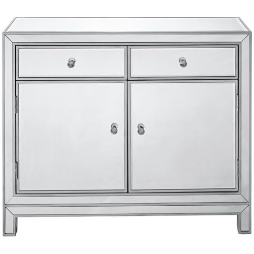 Elegant Lighting Reflexion Mirrored Nightstand Antique Silver