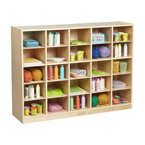ECR4Kids 25 Cubby Mobile Tray Storage Cabinet Natural