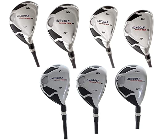 AGXGOLF Men's Tour XS Senior Flex Tall (+1") Hybrid Irons Set 3-9 Graphite Right Hand