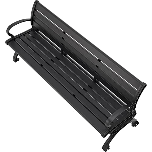 Global Industrial 6' Aluminum Park Bench with Backrest Black