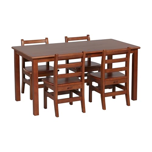 ECR4Kids Rectangular Hardwood Table and Chair Set Dark Walnut