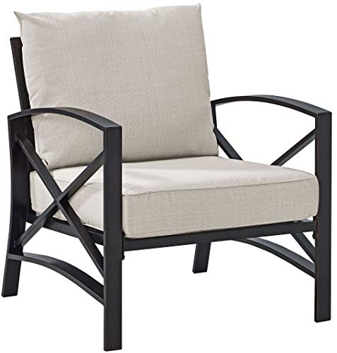 Crosley Furniture Kaplan 3-Piece Outdoor Loveseat Patio Furniture Set Oiled Bronze with Oatmeal Cushions