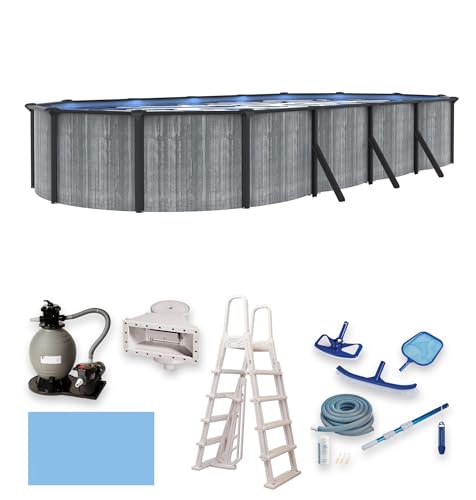 Blue Wave San Pedro 15x30-ft Oval 52-in Deep Steel Wall Pool Package Gray