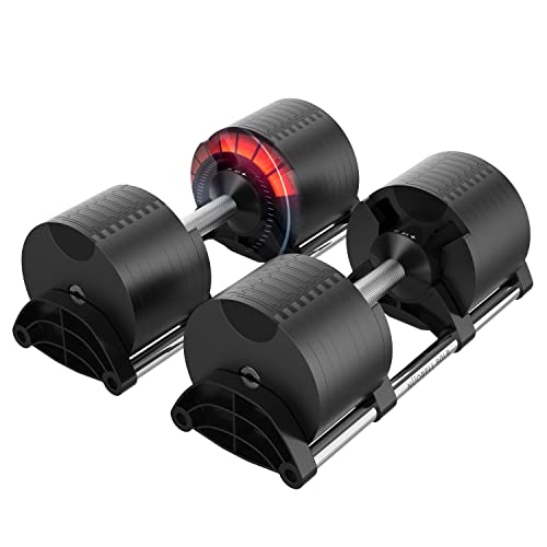 FF Finer Form NÜOBELL Adjustable Dumbbell Pair 5-80 lbs Black and Silver