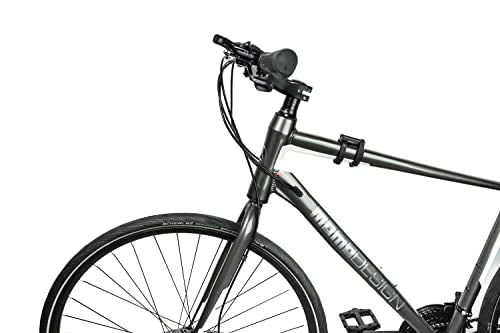 MOMODESIGN Hybrid Bike Shimano 21 Speeds with Disc Brake, 700C Anti-Puncture Wheels Gray