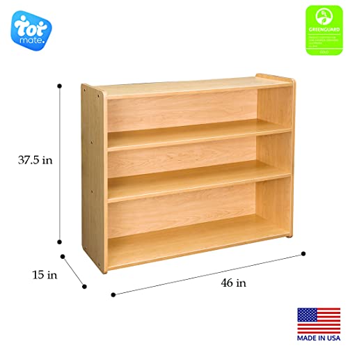 Tot Mate 3-Shelf Mobile Wooden Bookshelf Maple
