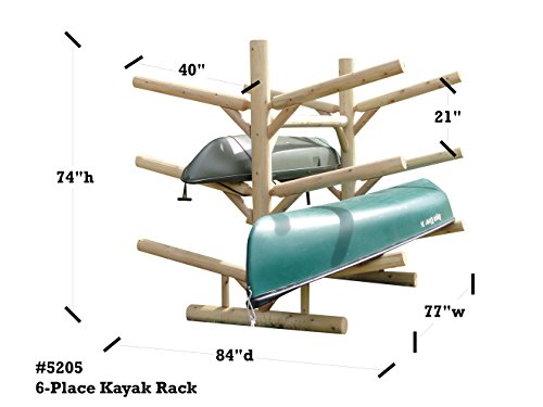Log Kayak Rack 6 Place Natural Finish