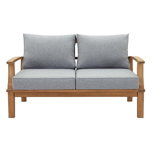 Modway Marina Premium Grade A Teak Wood Outdoor Patio Loveseat Natural Gray