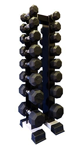 Ader Sporting Goods Rubber Dumbbell Set with Rack Black