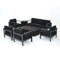 Christopher Knight Home Cape Coral Outdoor Aluminum 7 Piece Conversation Set with Fire Table Dark Gray + Gray