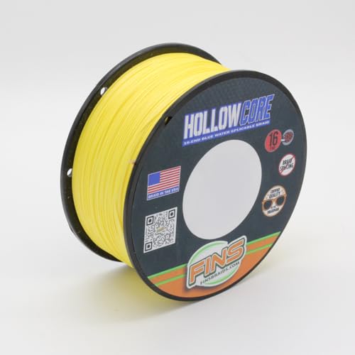 FINS Hollow Core Braided Fishing Line Yellow 150 lb 4800 Yds