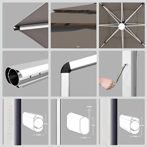 EliteShade Atlas 3-Tier 10x13FT Aluminum Crank Open Cantilever Patio Umbrella Black