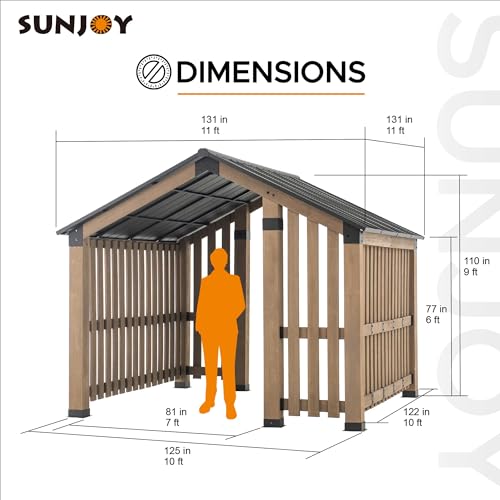 SummerCove 11x11 ft. Hardtop Gazebo Cedar Frame with Privacy Screen Matte Black