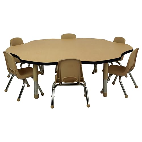 Factory Direct Partners Flower Toddler Activity Table 60" Adjustable Maple/Black/Sand