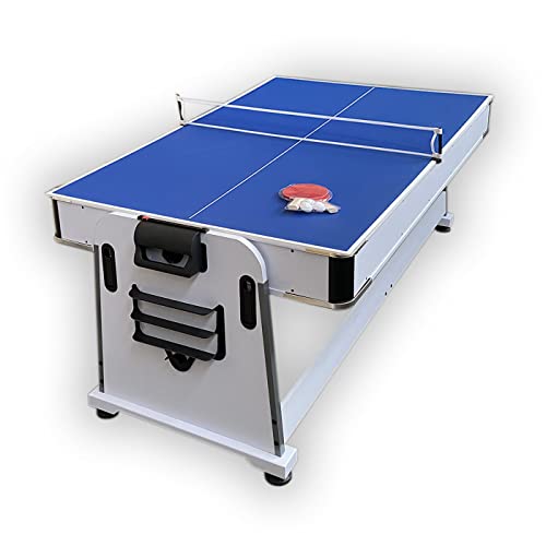 SIMBASHOPPING USA Pool Table 7FT Multigame Green Air Hockey + Table Tennis - Emerald