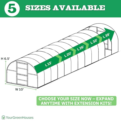 YourGreenHouses Polycarbonate Greenhouse Tunnel Clear 10x26 FT