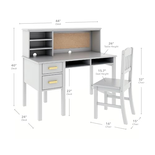 Guidecraft Taiga Kids Desk Set with Hutch & Chair Grey
