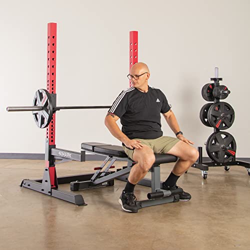 XMark Olympic Bar Squat Rack Stand Adjustable Bench Press Multi-Function