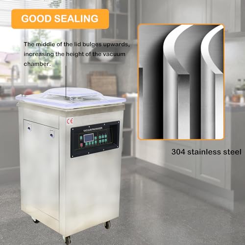 HayWHNKN Single Chamber Vacuum Sealer Stainless Steel 15.7" Wet and Dry Silver