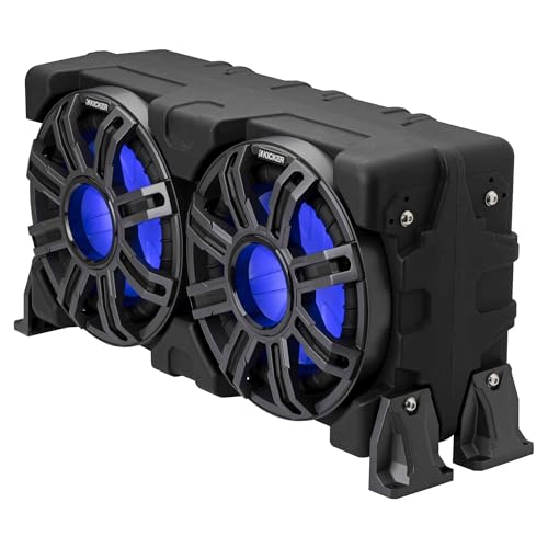 KICKER 10-Inch Loaded Premium Marine Sub Enclosure with Passive Radiator & 48KXMA12002 Marine Amp Bundle