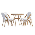 Flash Furniture Lourdes Indoor/Outdoor Commercial Bistro Set - Tempered Glass Top Table with 4 Chairs - White & Gray Rattan/Natural Frame