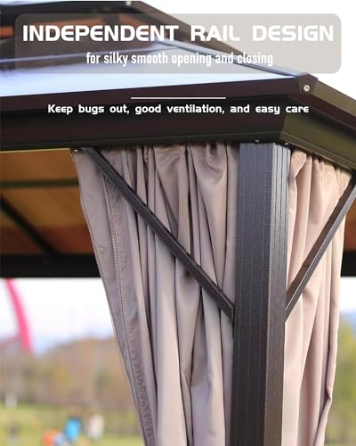 GAOMON Hardtop Gazebo 12'x12' with Double Metal Roof and Aluminum Frame Gray
