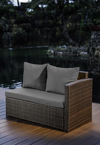 Nestl 7-Piece Wicker Outdoor Furniture Set Brown Frame/Grey Cushions