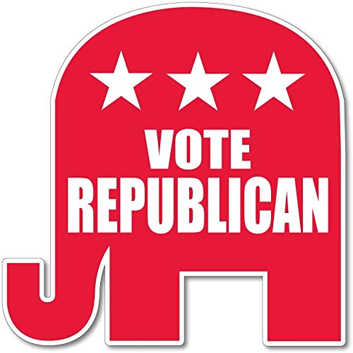 VictoryStore Vote Republican Elephant Shaped Yard Sign with 2 Stakes Red White