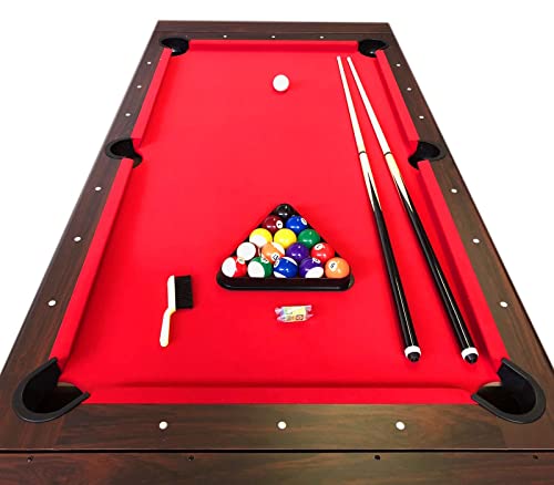 Simba USA 2-in-1 7ft Pool Table Billiard Air Hockey Table Brown Red