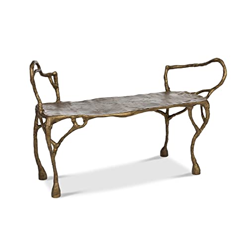 Park Hill Collection Lodge Cast Aluminum Organic Root Bench Antique Gold
