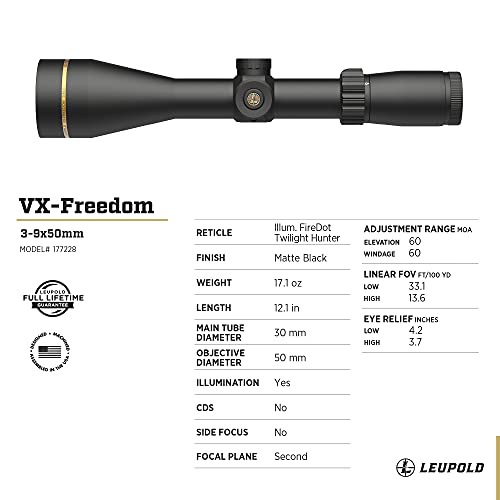 Leupold VX-Freedom 3-9X50 Illum. FireDot Twilight Hunter Reticle Riflescope