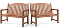 hOmeQomi Outdoor Bench Set of 2 All Weather Resistant Patio Garden Bench Teak
