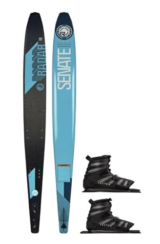 Radar Graphite Senate Waterski w/Double Vector Boa Boot XL Black/Blue