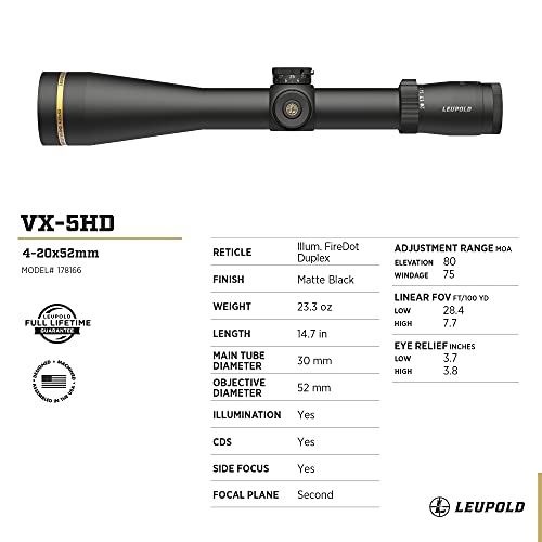 Leupold VX-5HD 4-20x52 CDS-ZL2 Side Focus Illuminated FireDot Duplex Riflescope
