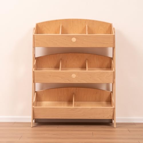 Wood And Hearts Montessori 3-Tier Shelf Natural Wood