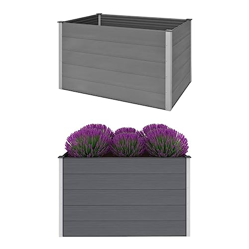 Garden Raised Bed WPC 59.1"x39.4"x35.8" Gray Self-Watering Flower Pot - White, Black, and Other