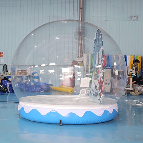 SAYOK Inflatable Christmas Snow Globe Tent with Blower and Pump, 9.84ft Blue & White