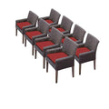 TK Classics TKC Venice Wicker Patio Arm Dining Chairs Set of 8 Terracotta