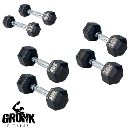 Gronk Fitness A-Frame Dumbbell Rack 6-Tier with 5-30lb Rubber Hex Dumbbells Black