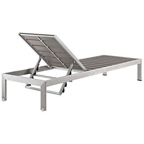 America Luxury - Outdoor Modern Contemporary Urban Patio Three Piece Chaise Lounge Chair Set Grey
