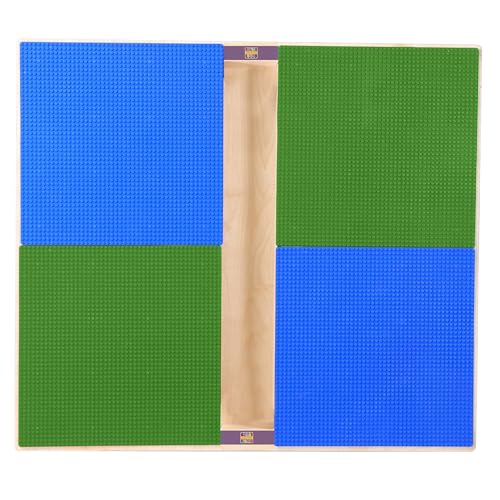 Contender Time-2-Play 35" Square Build & Learn Table with Trough & Shelf, Blue & Green